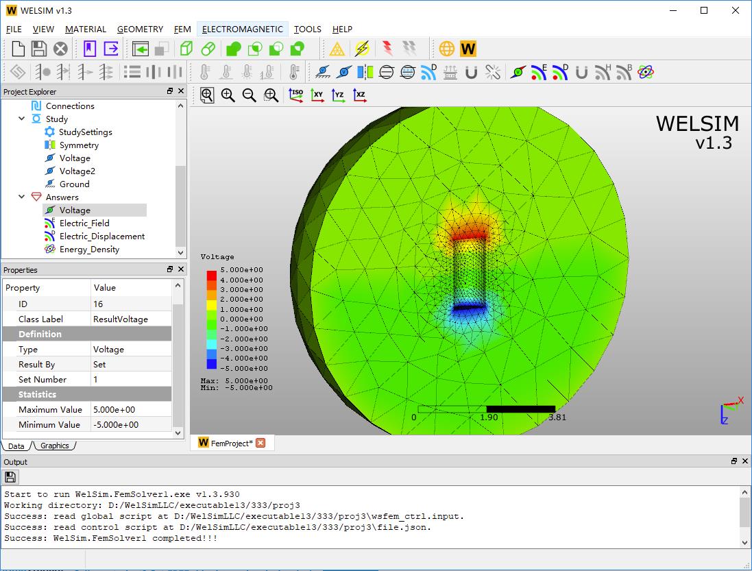 Ein Überblick über die grafische Benutzeroberfläche von WELSIM bei der Simulation eines 3D-Modells, um Einblicke in die Konstruktion und Fehlerbehebung zu erhalten. 