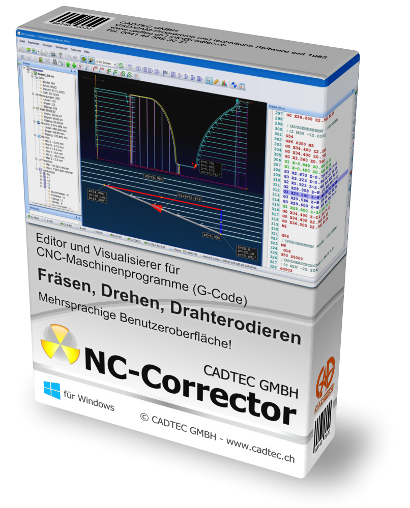 NC-Corrector für Windows - Editor und Vidualisierer für CNC-Maschinenprogramme (G-Code)