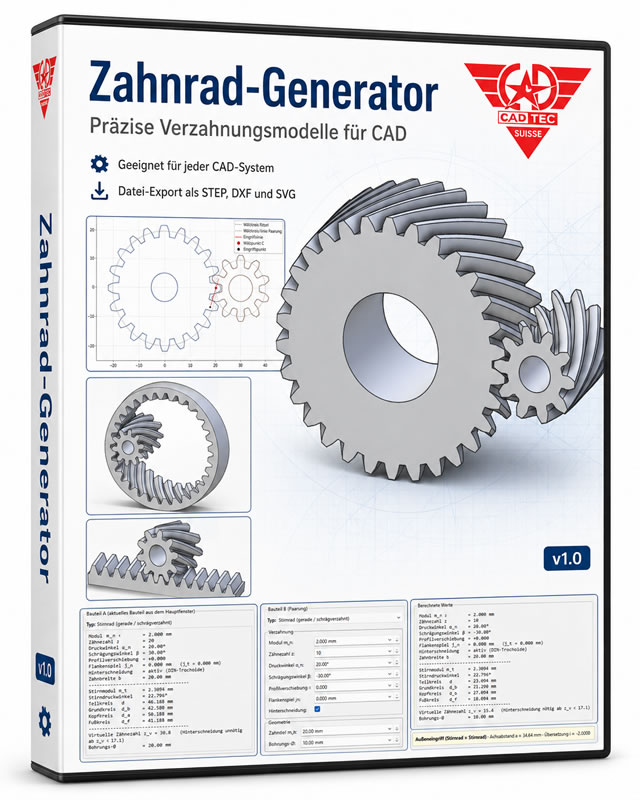 Zahnrad-Generator 3D für jedes CAD-Programm